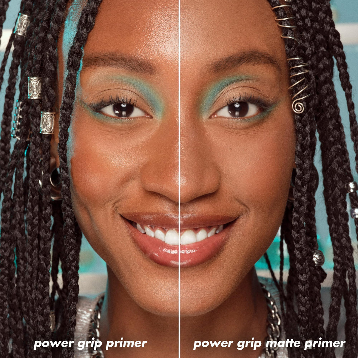 applying e.l.f. Power Grip Matte with fingertips for quick, even primer application benefit