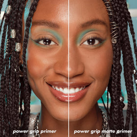 applying e.l.f. Power Grip Matte with fingertips for quick, even primer application benefit