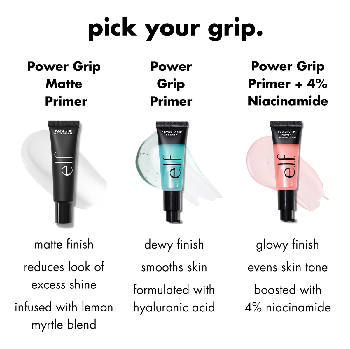 e.l.f. primer with foundation swatches showing improved makeup grip