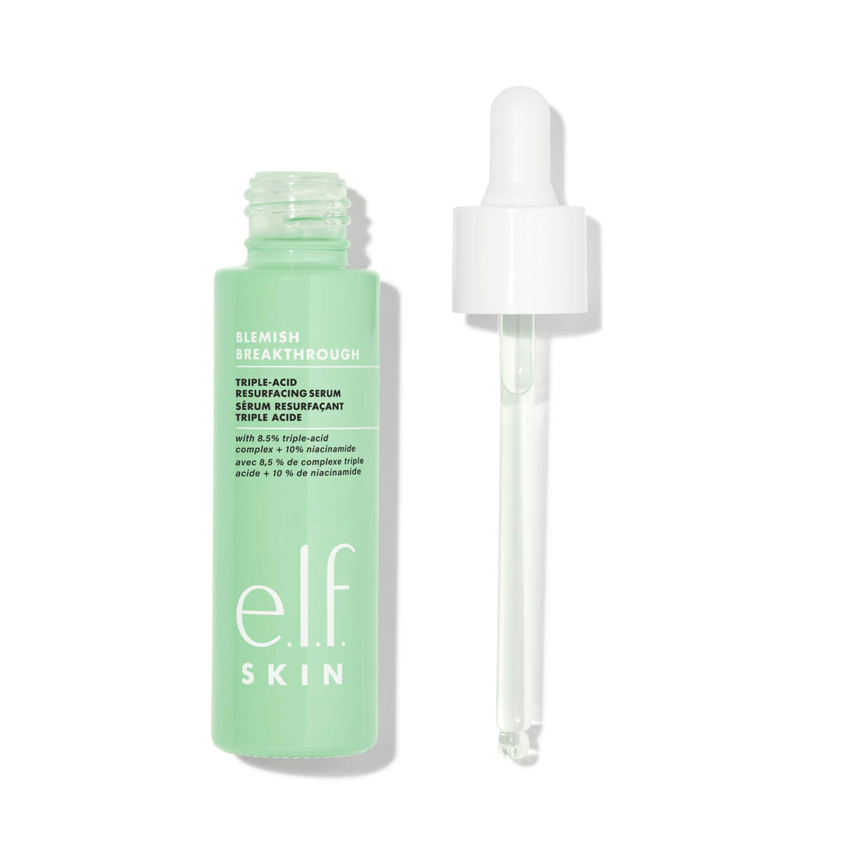 e.l.f. pump dispenser close-up highlighting easy dosing and hygienic application benefit control