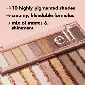 e.l.f. finger swatch of shimmer shades showing intense pigment payoff