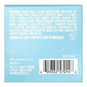 close-up of e.l.f. SKIN label detailing hyaluronic acid and vegan, cruelty-free benefit