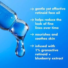 e.l.f. dropper dispensing blue night oil for precise application benefit