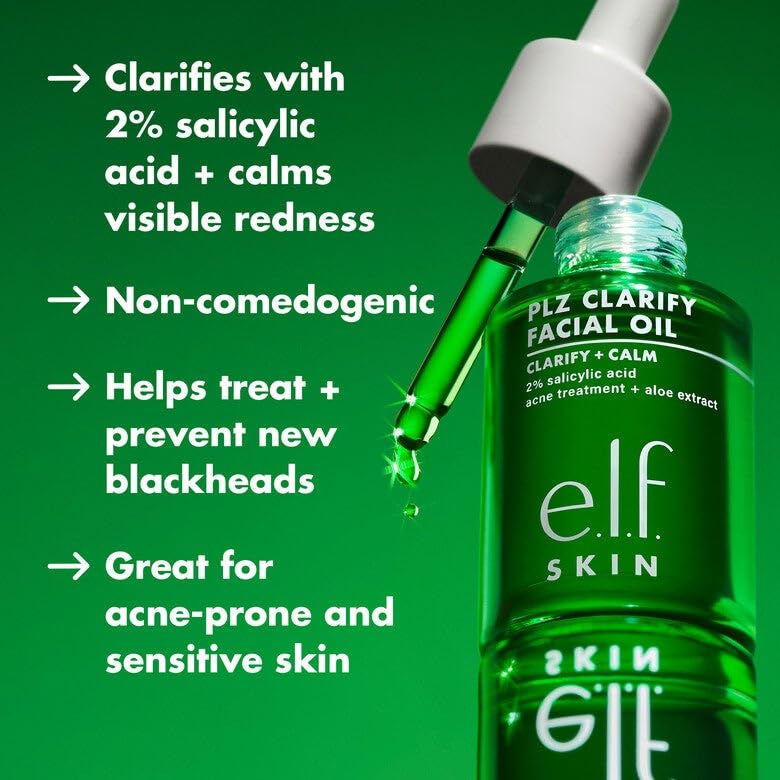 e.l.f. SKIN PLZ Clarify applied during nighttime routine to calm and clarify