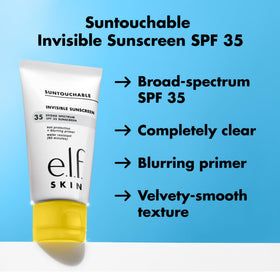 e.l.f. Suntouchable applied under makeup showing primer effect for long-lasting wear