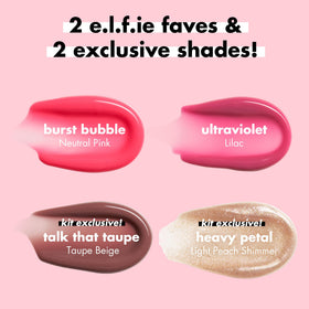 e.l.f. Talk That Taupe tube label detail highlighting kit-exclusive shade and wearable color