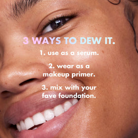 e.l.f. on-skin dewy after application showcasing immediate hydration and plump look