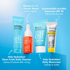 e.l.f. vitamin C serum dropper releasing a drop for brightening antioxidant treatment