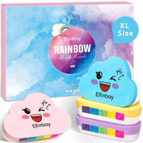 Elfinbay front packaging showing four XL bath bombs and gift-ready box