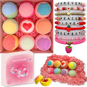Elfinbay boxed heart bath bombs showing nine pieces and gift-ready look