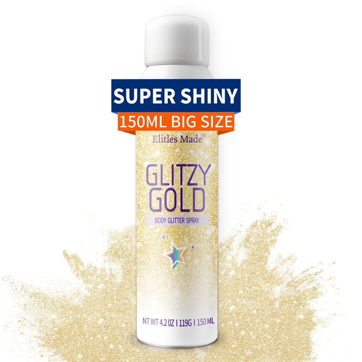 Elitles Made glitter spray on festival attendee, conveys party and rave styling benefit