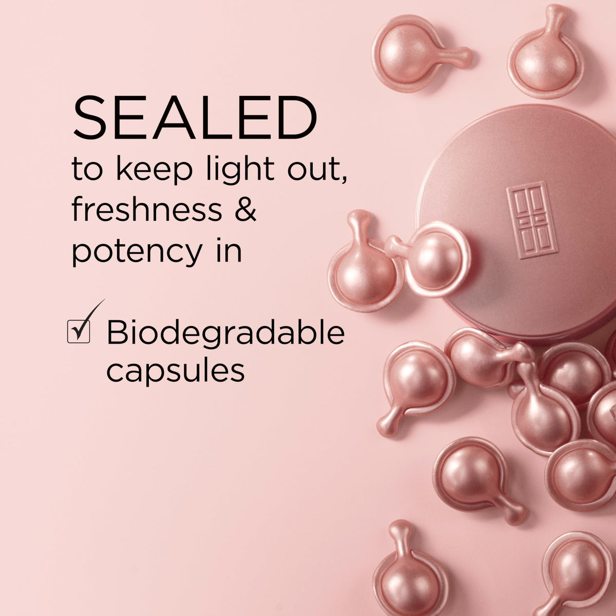 Elizabeth Arden capsules next to small spoon showing product size and control