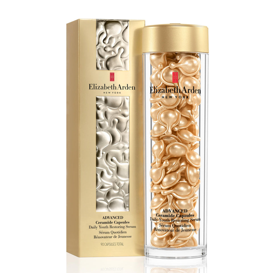 Elizabeth Arden front packaging showing 90 capsules and benefits