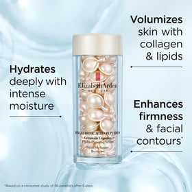 Elizabeth Arden capsules opened on white surface showing individual sealed portions for convenience