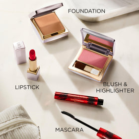 Elizabeth Arden compact in travel bag showing convenience for touch-ups on the go