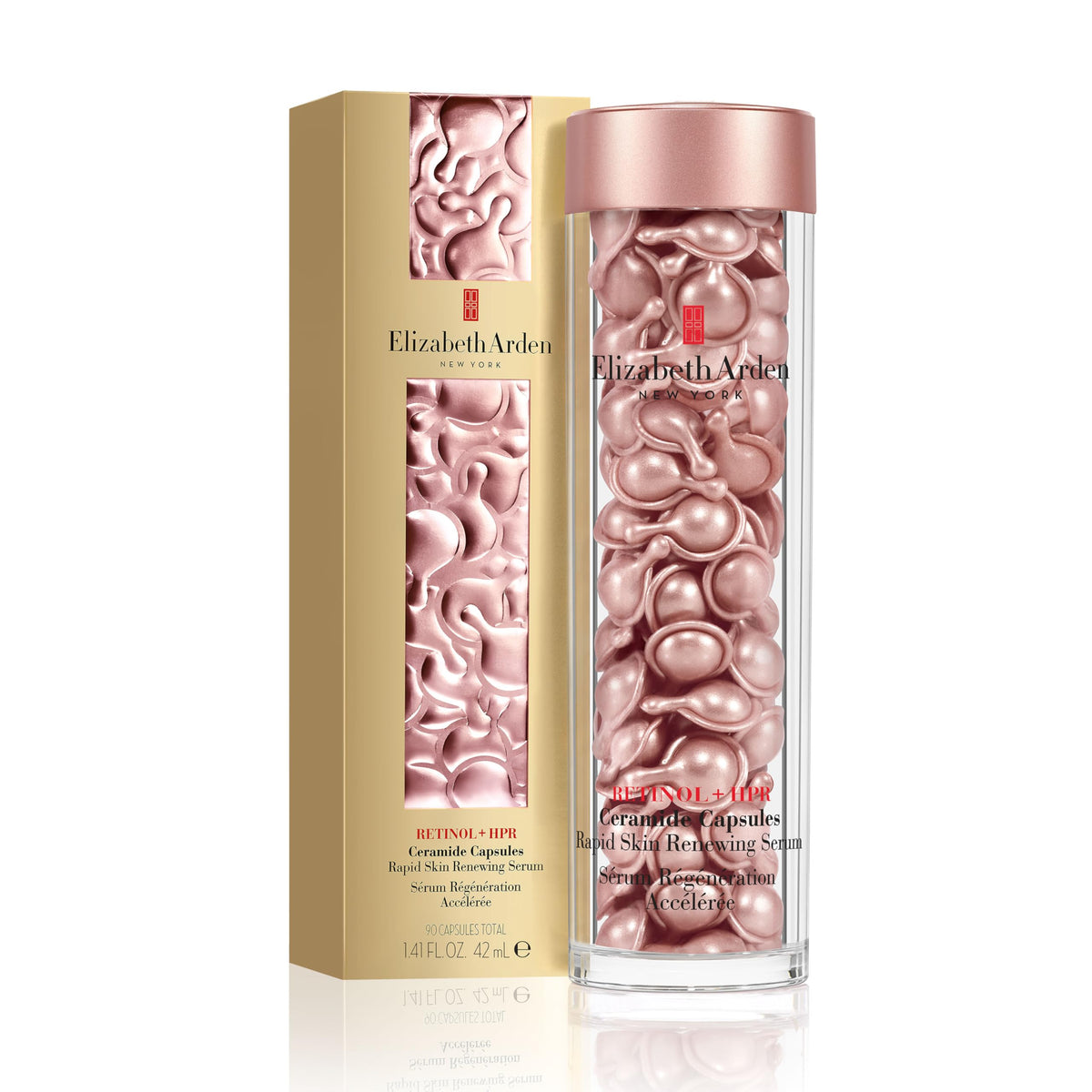 Elizabeth Arden front packaging showing 90 capsule count and benefits