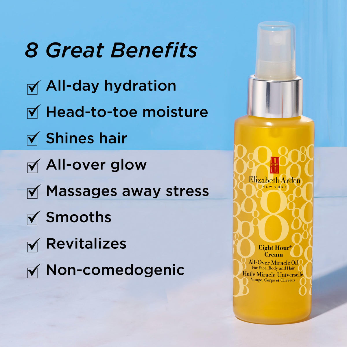 Elizabeth Arden texture drop on skin showing fast-absorbing oil for smooth finish