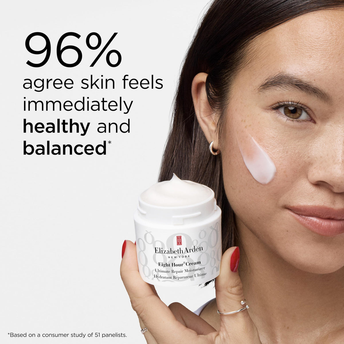 Elizabeth Arden label close up showing formula details and barrier support benefit