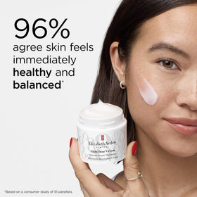 Elizabeth Arden label close up showing formula details and barrier support benefit