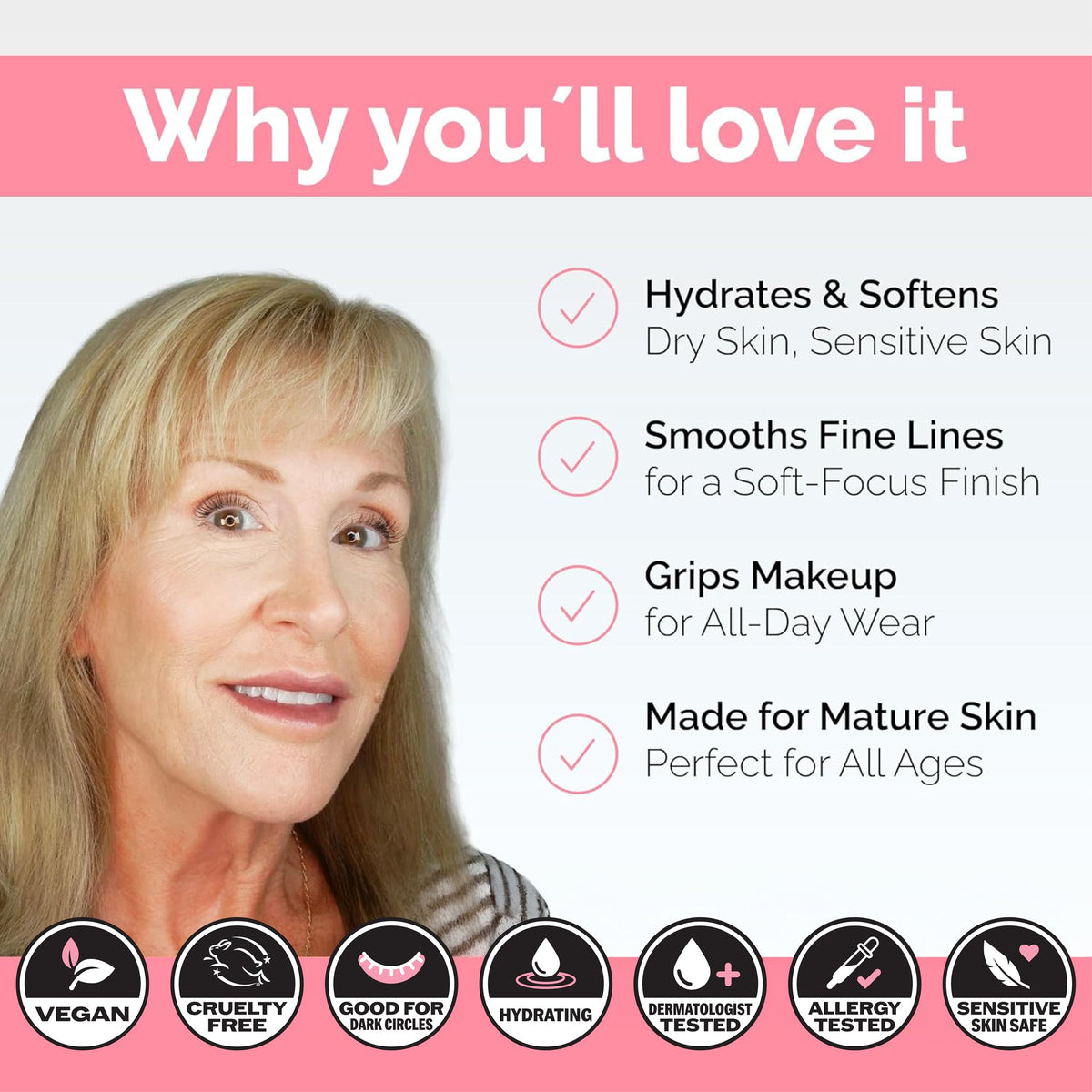 Elizabeth Mott before and after split-face showing smoother complexion