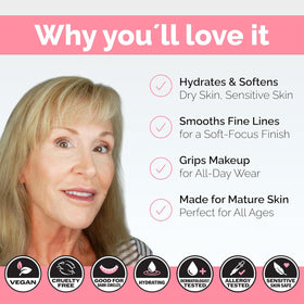 Elizabeth Mott before and after split-face showing smoother complexion