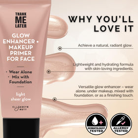 Elizabeth Mott swatch on back of hand showing sheer light glow and natural radiance