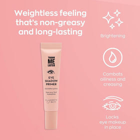 Elizabeth Mott eye primer on eyelid demonstrating crease-free shadow wear benefit