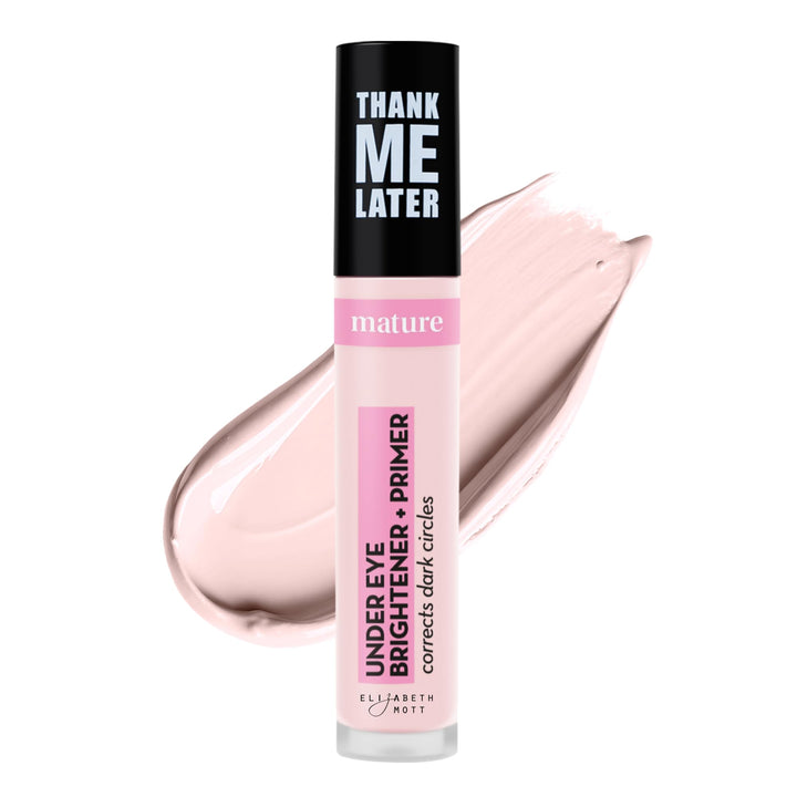 Elizabeth Mott front packaging showing soft-pink brightener base and benefits