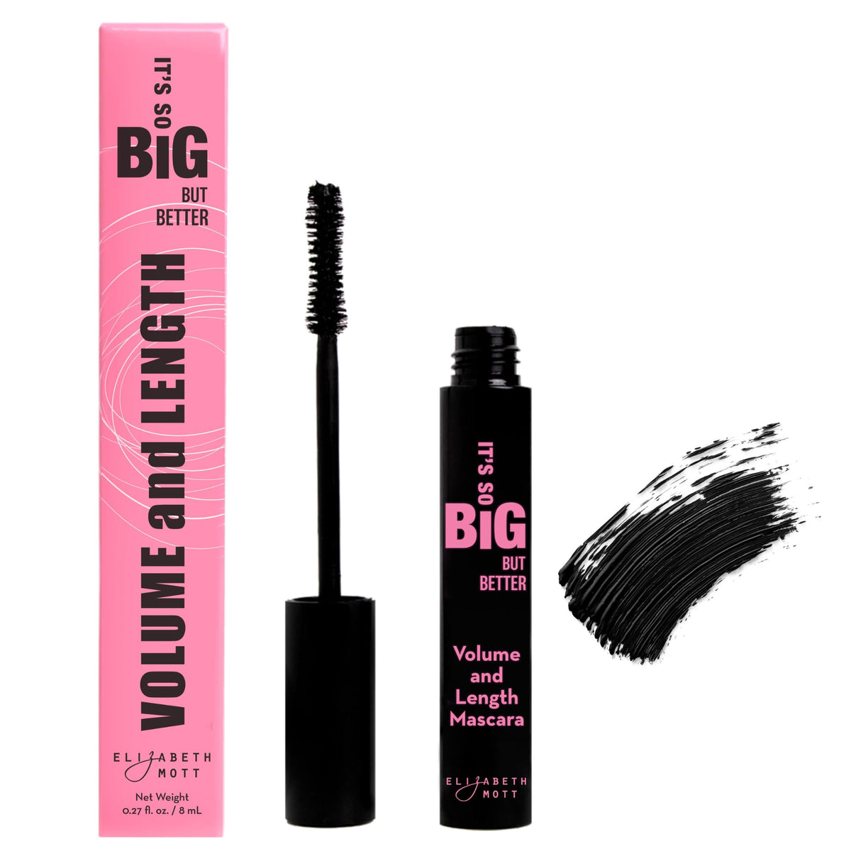 Elizabeth Mott front packaging showing full-size 8ml and benefits
