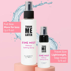 Elizabeth Mott in hand application spraying face offering quick refresh and long-lasting hold