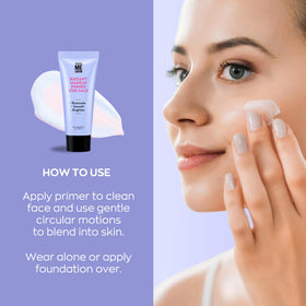 Elizabeth Mott primer pump application demonstrating smooth skin blending