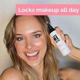 Elizabeth Mott studio product flatlay with other beauty items showing routine-friendly finish