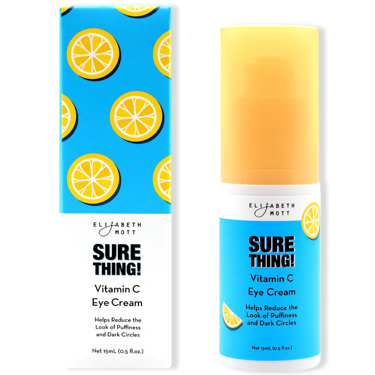 Elizabeth Mott front packaging showing product name and tube for brightening
