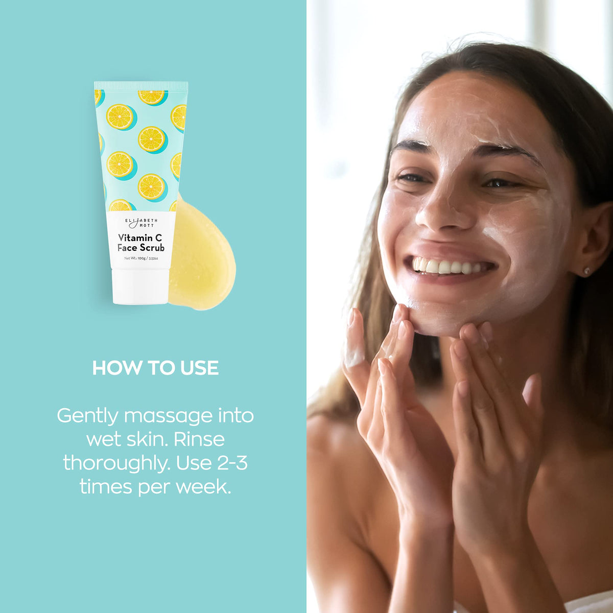 Elizabeth Mott in bathroom routine showing how it fits morning skincare