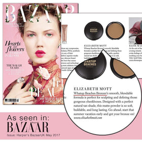Elizabeth Mott bronzer in a beach-style setting conveying sun-kissed glow