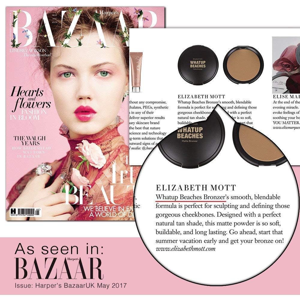 Elizabeth Mott bronzer in hand showing compact size and travel-friendly ratio
