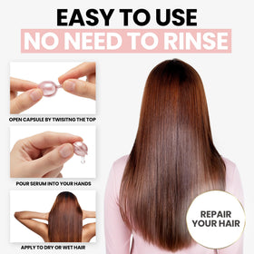 ELLA BELLA before and after hair comparison showing reduced frizz and increased gloss benefit visible results