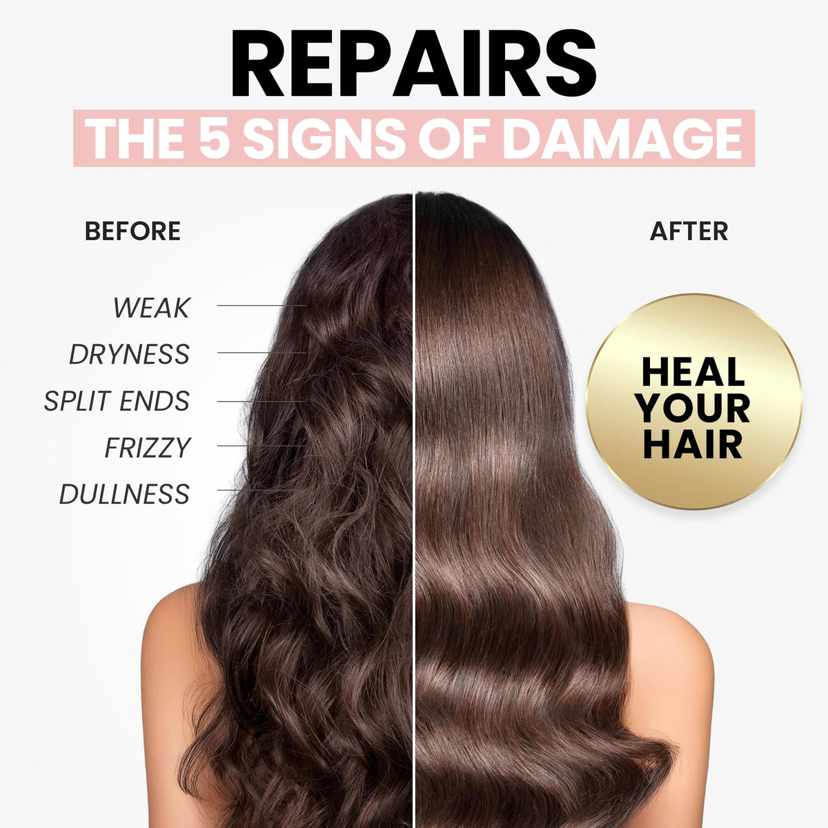 ELLA BELLA before and after hair improvement showing smoother shine