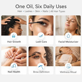 Ella & Eden oil pouring from bottle highlighting pure texture and control