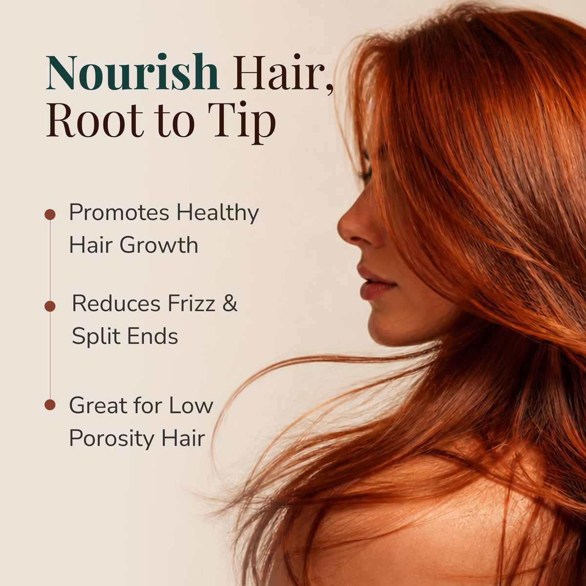 Ella & Eden applied to hair ends to add shine and reduce frizz benefit