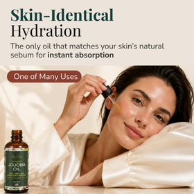 Ella & Eden jojoba oil on fingertips for facial use, gentle hydration for skin