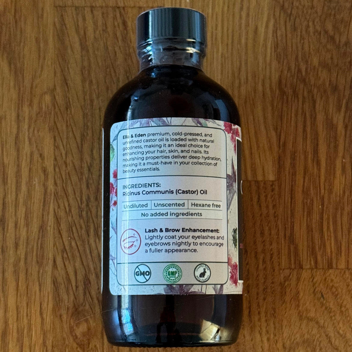 Ella & Eden bottle on bathroom vanity showing sustainable daily routine