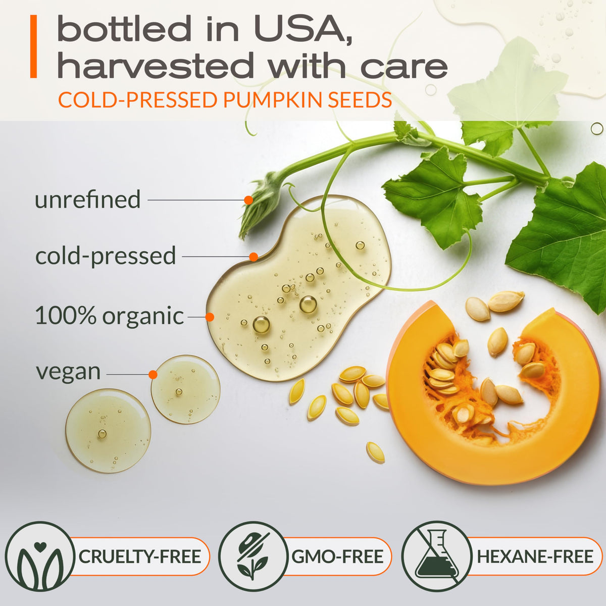 Ella & Eden pumpkin seed oil texture close-up highlighting lightweight absorbency