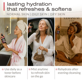 Ella & Eden fine mist being sprayed on face for instant refresh and hydration