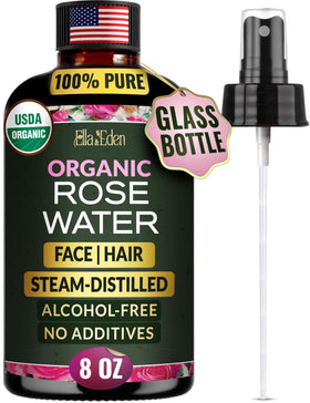 Ella & Eden front glass bottle showing organic label and amber protection benefits