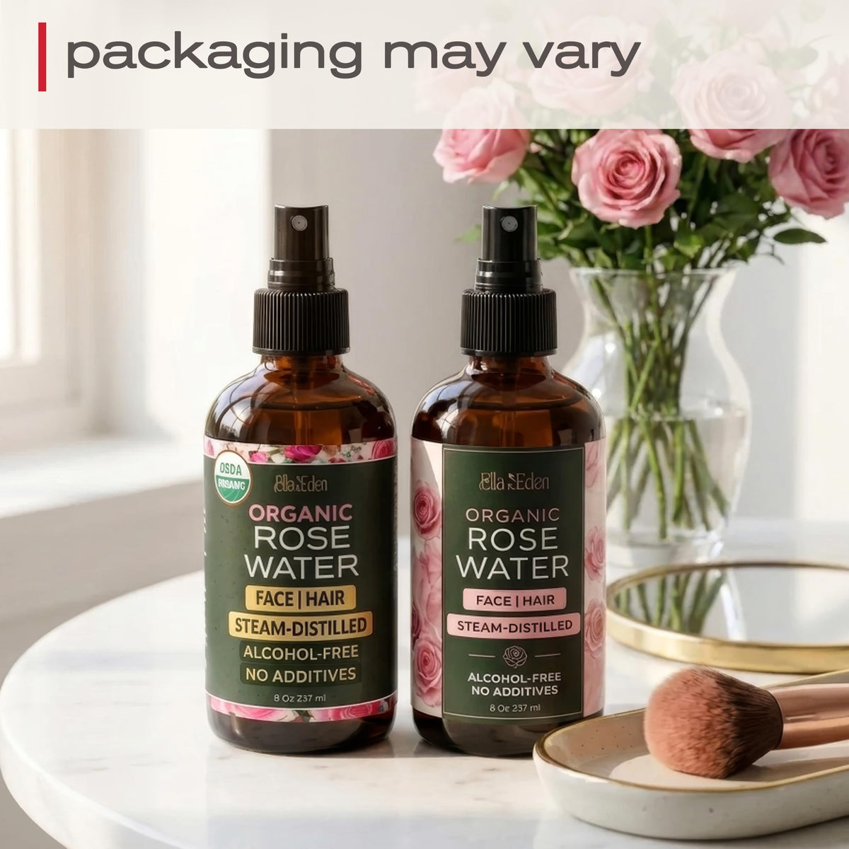 Ella & Eden spritz on hair to reduce flyaways and add natural shine