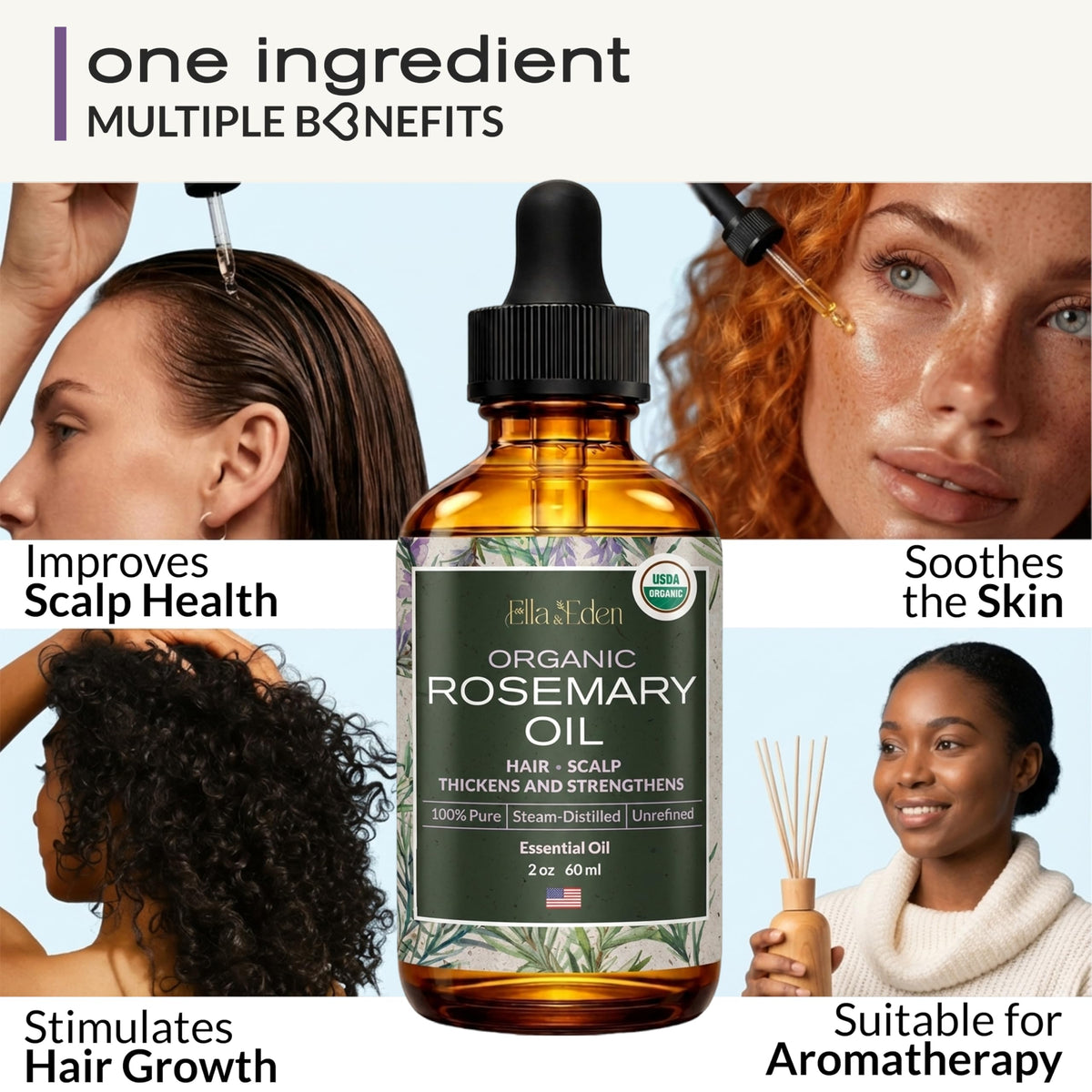 Ella & Eden rosemary oil surface close-up highlighting clear texture