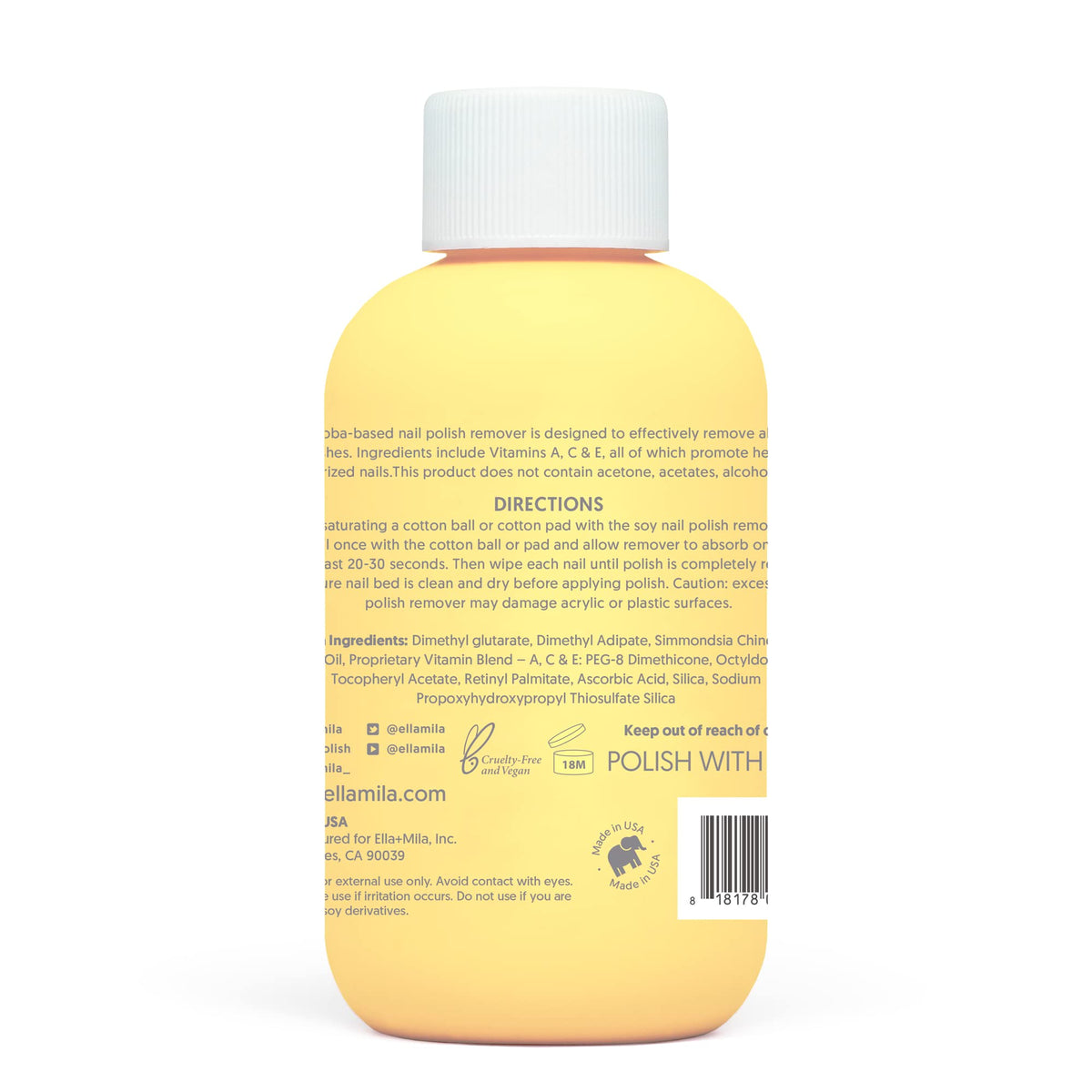 ella+mila back label with directions and ingredient clarity benefit