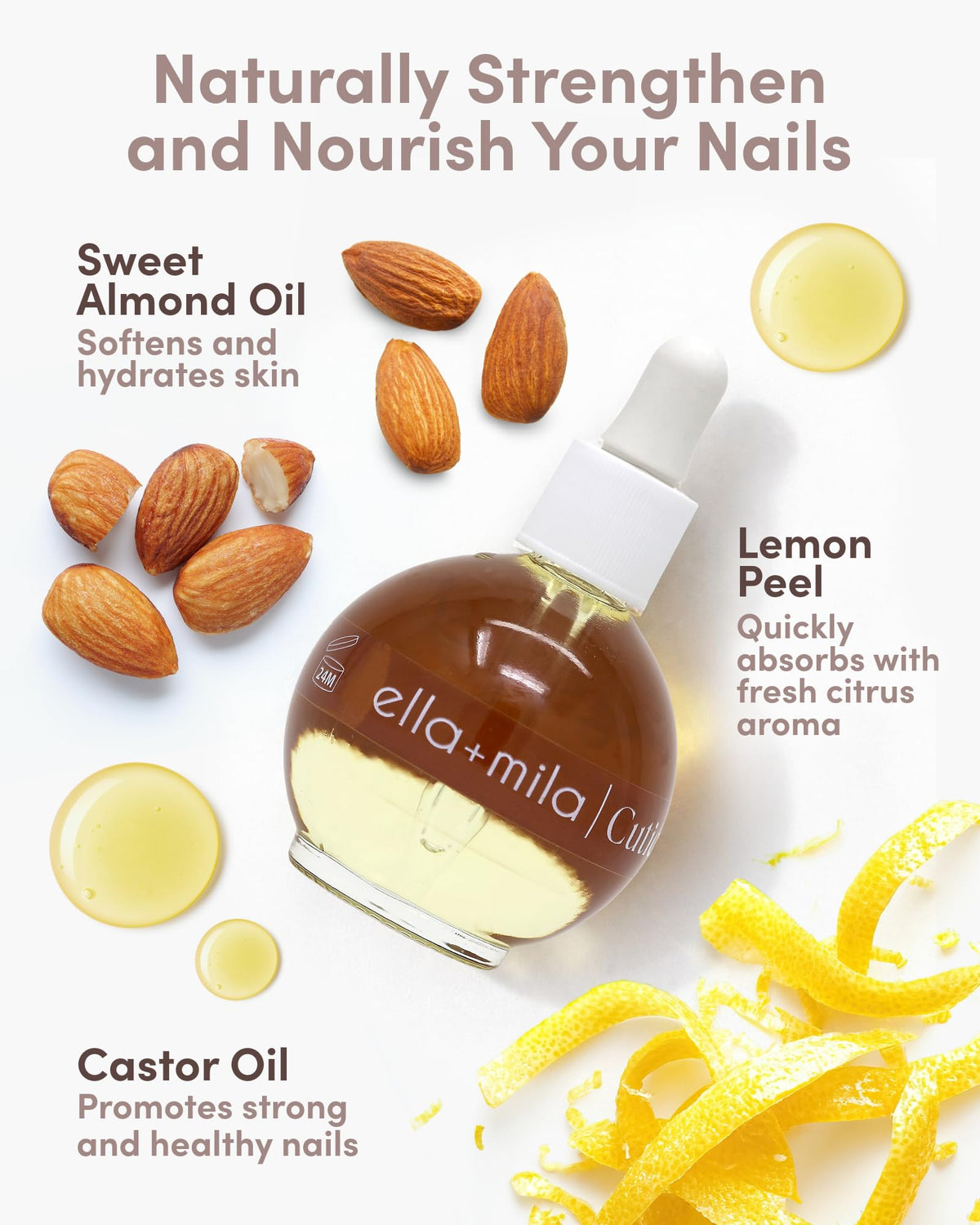 ella+mila bottle side label highlighting ingredients and vegan benefit