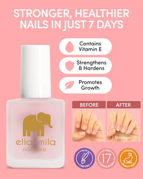ella+mila brush applying clear coat to nail for quick coverage benefit